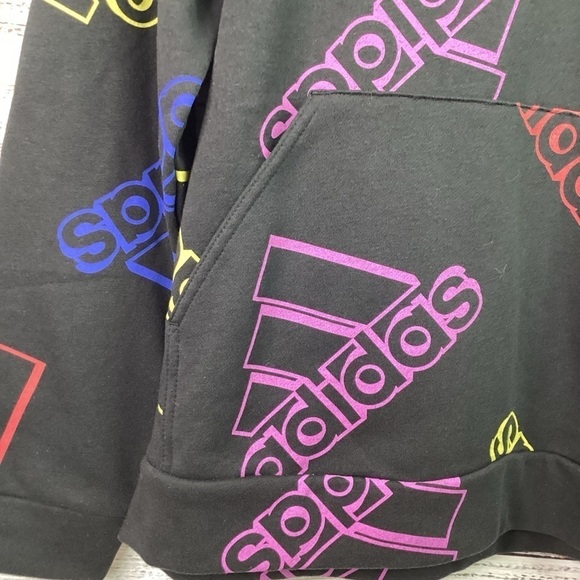 ADDIDAS GIRLS SIZE L 14/16 FLEECE HOODIE SWEATER SPORT LOGO KIDS NWT - Picture 10 of 14